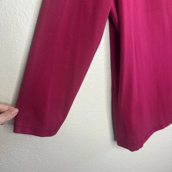 Lafayette 148 New York Long Sleeve NWT Magenta Pink Cotton Spandex Scoop Neck - Picture 2 of 6